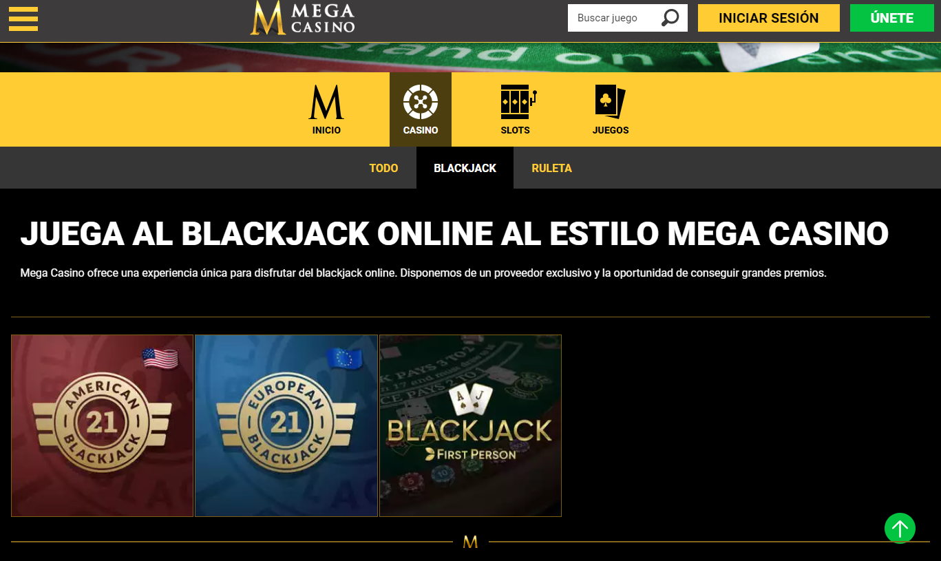 mega casino blackjack